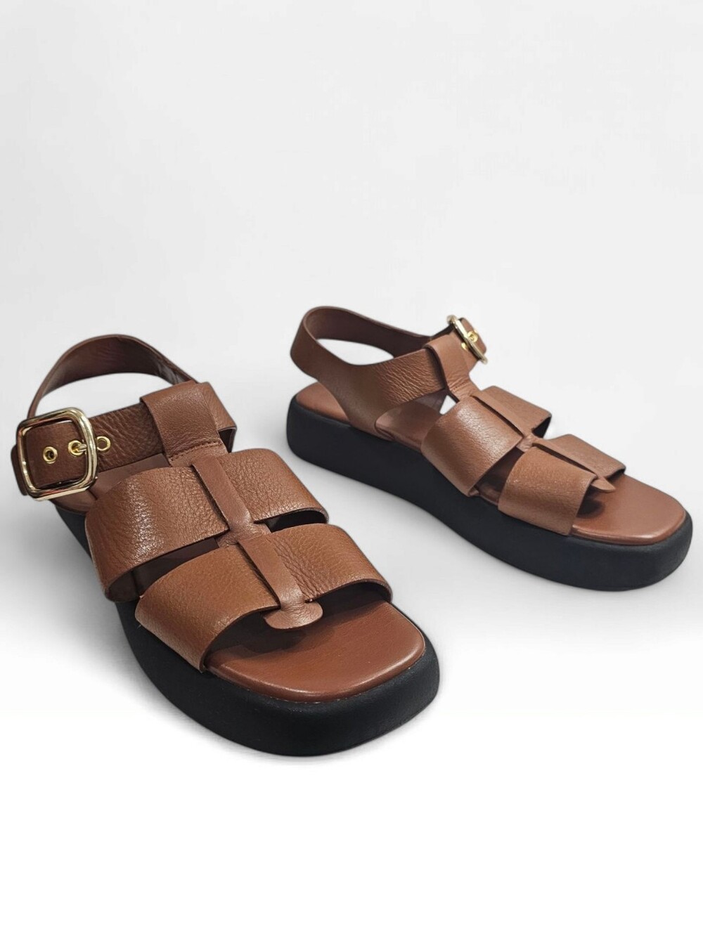 NORDSTROM Women Noavea Lea Brown Leather Fisherman Strappy Sandals 8M